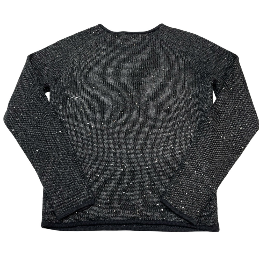 Reiss Sweater Womens S Black Lightweight Knit Sequin Pullover Classic Sparkle - Picture 2 of 6